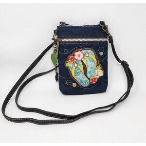 Chala Adjustable Flip Flop Art Crossbody Bag Navy Blue RFID Blocking 8x6 Casual